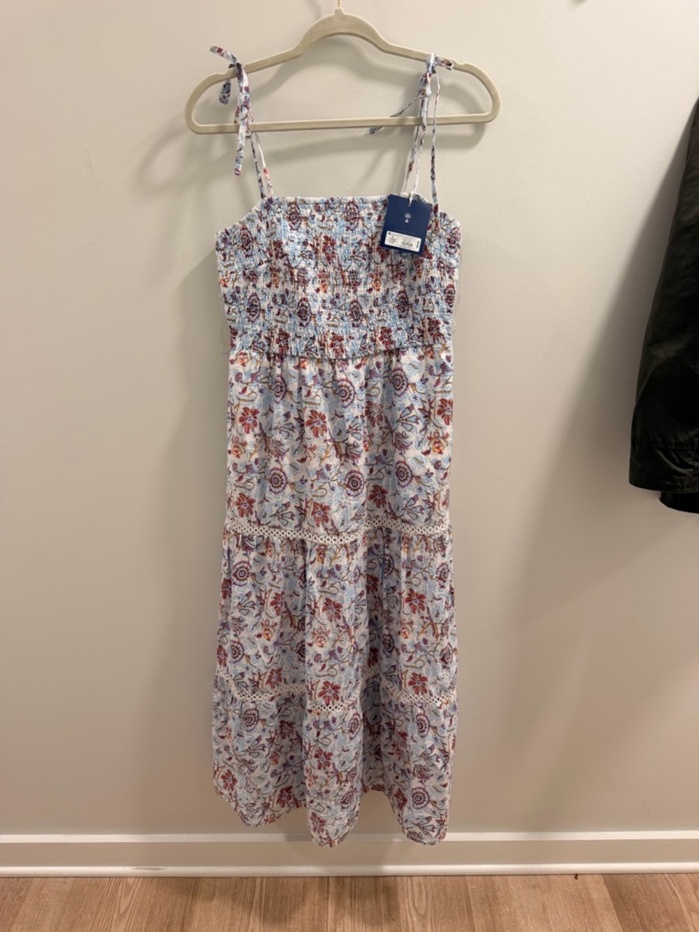 Roller Rabbit x Target Floral Smocked Sundress in White, Blue & Rust